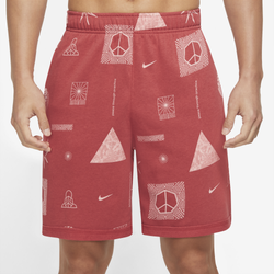 Men's - Nike Yoga TF Fleece GFX Shorts - Red Clay/Bleached Coral