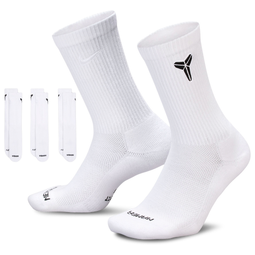 ADULT - Nike Kobe Bryant Everyday Elevated Crew Sock 3 Pack - White/Black
