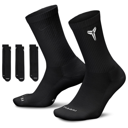  - Nike Kobe Bryant Everyday Elevated Crew Sock 3 Pack - White/Black