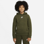 Nike NSW All Over Print Club Pullover Hoodie - Boys' Grade School Olive/Olive