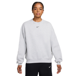Women's - Nike Studio Fleece Oversized Crew - Black/Birch Heather