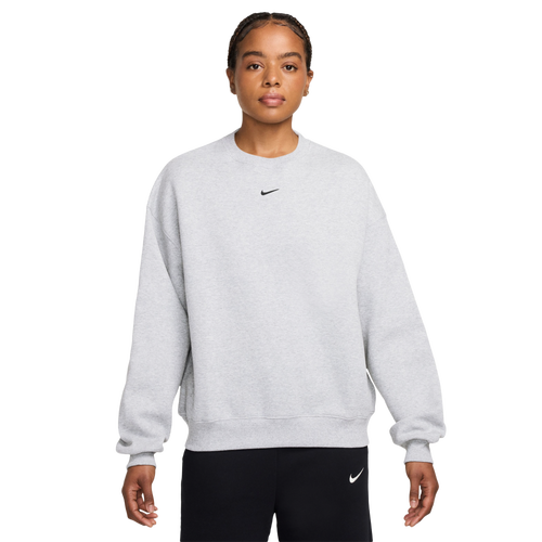 WOMENS - Nike Studio Fleece Oversized Crew - Black/Birch Heather