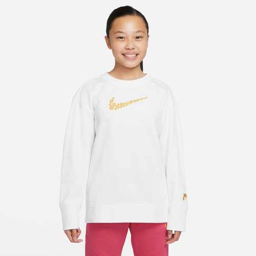 

Nike Girls Nike Fitted BF Crew - Girls' Grade School White/Yellow Size L