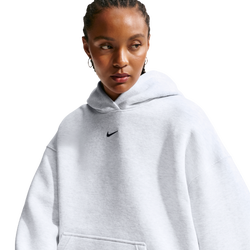 Women's - Nike Studio Fleece Oversized Crew - Black/Birch Heather