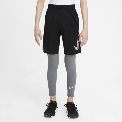 

Nike Boys Nike Dri-Fit Tights - Boys' Grade School White/Carbon Heather Size L