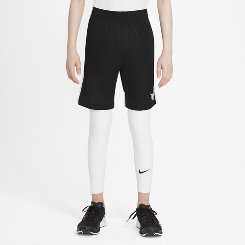 

Nike Boys Nike Dri-Fit Tights - Boys' Grade School Black/White Size L