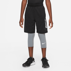 Boys' Grade School - Nike Dri-Fit 3 Quarters Tight - Carbon Heather/White