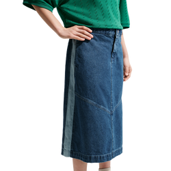 Girls' Grade School - Nike NSW CLN Denim Mini Skirt - Aegean Storm/Mystic Navy/Light Armory Blue