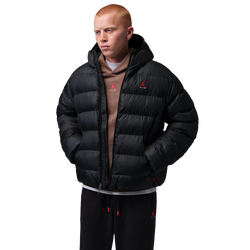Men's - Jordan Brooklyn Puffer Jacket - Black/Uni Red