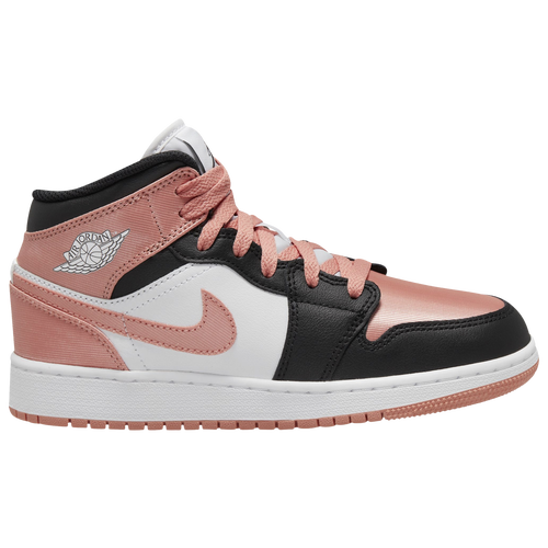 

Girls Jordan Jordan AJ 1 Mid - Girls' Grade School Shoe White/Lt Madder Root/Black Size 07.0