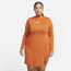 Nike Air Long Sleeve Plus Size Dress - Women's Orange/White