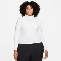 Women's - Nike Plus Size Essential Mock Long Sleeve Top - White/Black