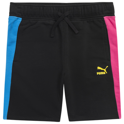 

Boys PUMA PUMA T7 Shorts - Boys' Grade School Black/Yellow Size M