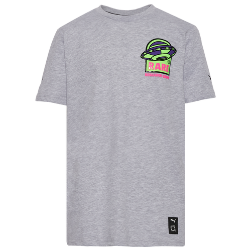 

Boys PUMA PUMA Melo Graphic T-Shirt - Boys' Grade School Purple/Grey Size L