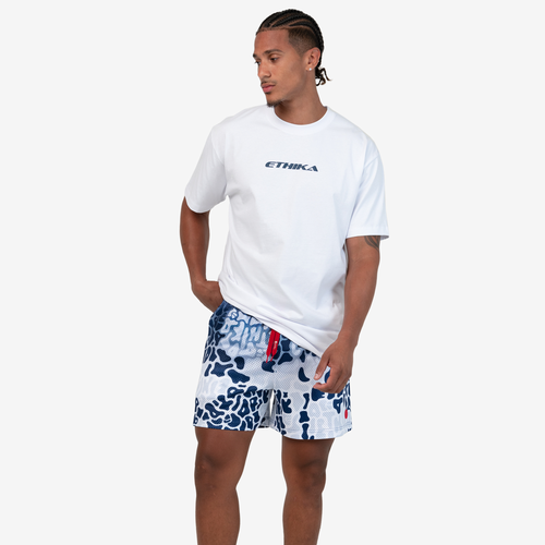 

Ethika Mens Ethika Basketball Shorts - Mens White/Blue Size S