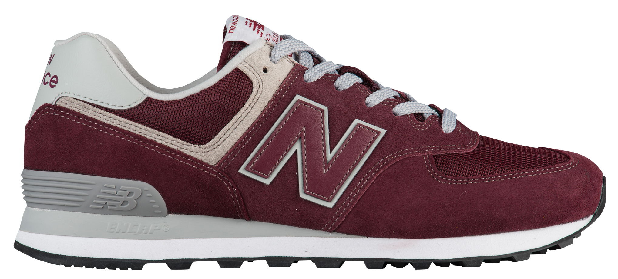 new balance 574 burgundy on feet