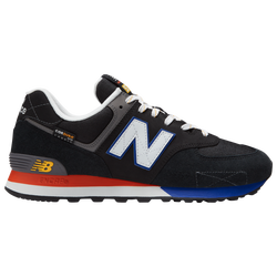 Men's - New Balance 574 - Black/Orange/Blue