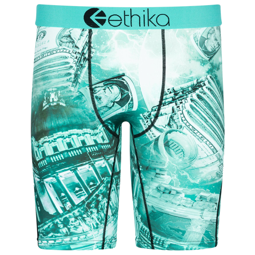 

Ethika Mens Ethika Graphic Briefs - Mens Teal/Black Size L