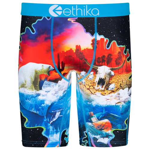 

Ethika Mens Ethika Graphic Briefs - Mens Black/Blue Size M