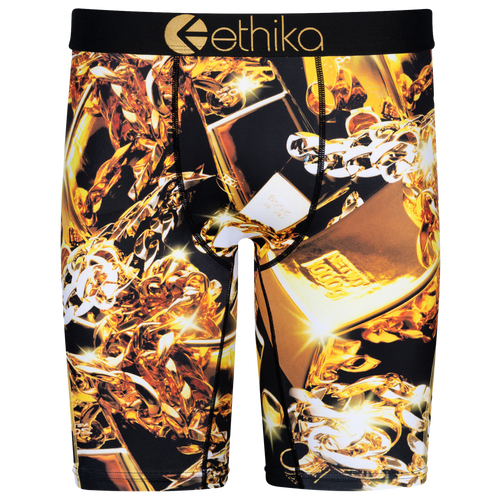 

Ethika Mens Ethika Graphic Briefs - Mens Black/Gold Size M