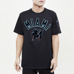 Men's - Pro Standard Marlins Stacked Logo T-Shirt - Black/Black