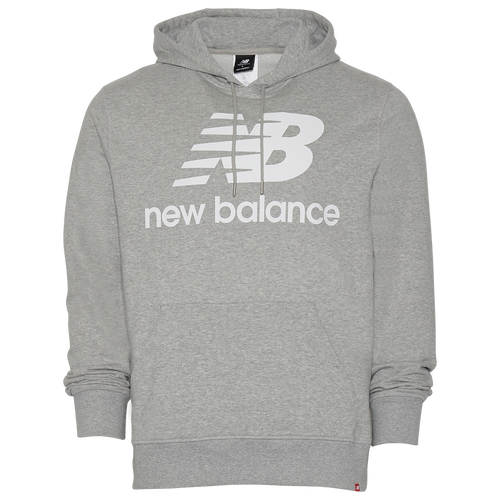 

New Balance Mens New Balance Essentials Stacked Pullover Hoodie - Mens Grey/White Size M