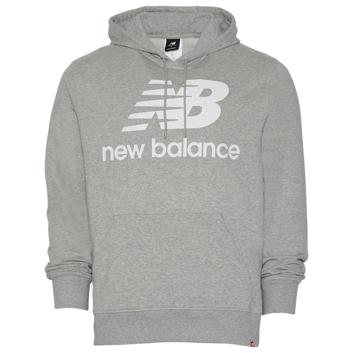 

New Balance Mens New Balance Essentials Stacked Pullover Hoodie - Mens White/Grey Size S