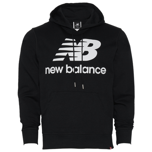 

New Balance Mens New Balance Essentials Stacked Pullover Hoodie - Mens Black/White Size L