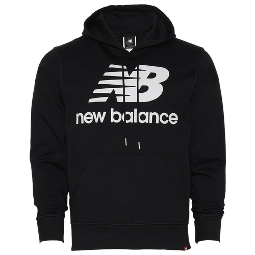 

New Balance Mens New Balance Essentials Stacked Pullover Hoodie - Mens Black/White Size S