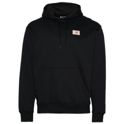 Men's - New Balance Essential Woven Label Pullover Hoodie - Black/Black