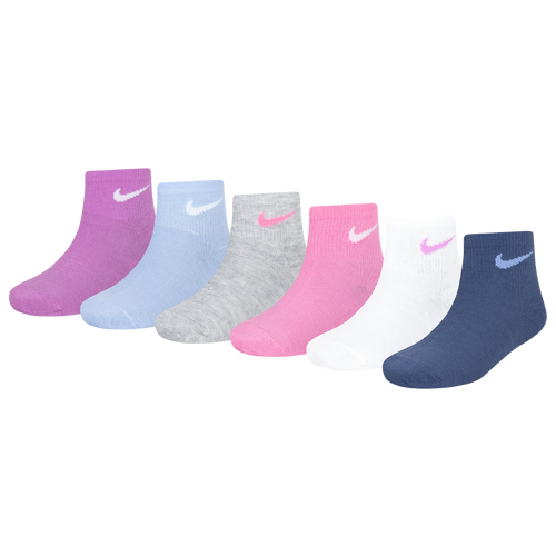 

Nike Girls Nike Metallic Swoosh Quarter Socks 6 Pack - Girls' Grade School Rush Fuchsia/Multi Size XS