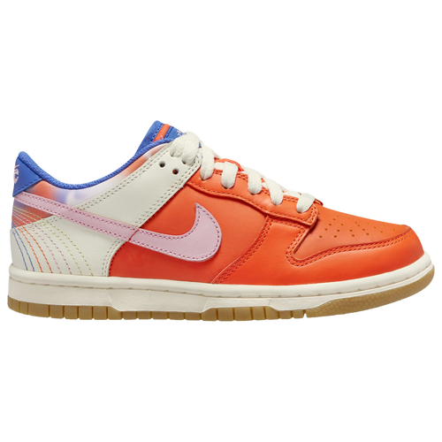 

Girls Nike Nike Dunk Low SE - Girls' Grade School Basketball Shoe Safety Orange/Blue Joy/Medium Soft Pink Size 05.5