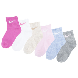 Boys' Infant - Nike Swoosh 6 Pack Ankle Socks - White/Pink