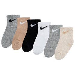 Boys' Infant - Nike Swoosh 6 Pack Ankle Socks - Dark Grey Heather/Black