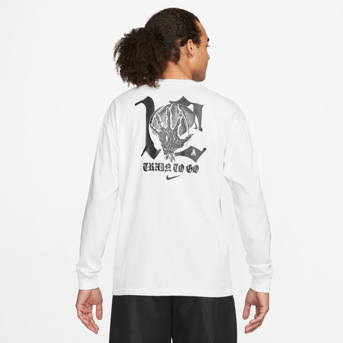 Nike Men s Ja Logo Long Sleeve T Shirt in White White Size 2XL 100 Cotton Jersey