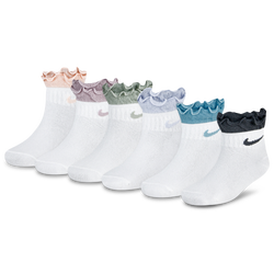 Girls' Preschool - Nike Ruffle Welt Ankle 6 Pack - Washed Coral/Pink/Multi