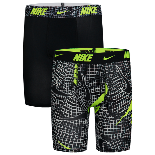 

Boys Nike Nike Printed Boxer Briefs 2 Pack - Boys' Grade School Black/Volt Size XL