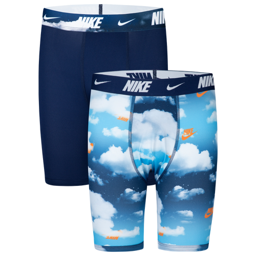 

Boys Nike Nike Printed Boxer Briefs 2 Pack - Boys' Grade School Navy/White Size S