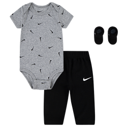 Boys' Infant - Nike Bodysuit & Waffle Pant 3 Pack - Dark Grey Heather/White