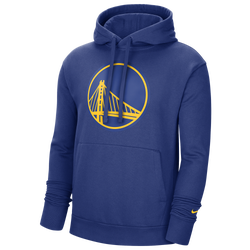 Men's - Nike Warriors Logo Fleece Hoodie - Rush Blue/Amarillo