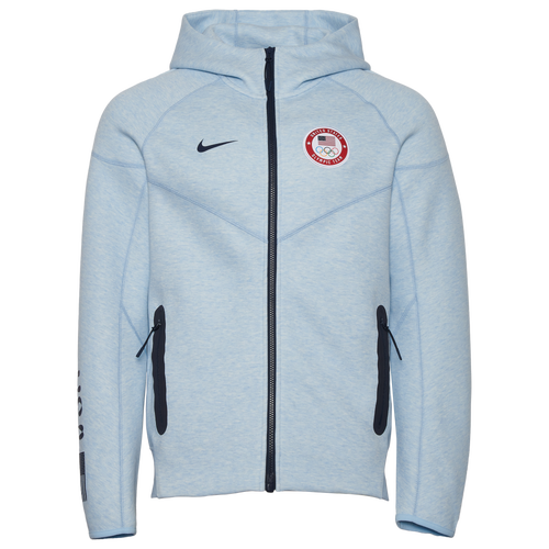 

Nike Mens Nike USA Tech Fleece Full-Zip Windrunner Hoodie Oly - Mens Celestine Blue/Heather/Black Size M