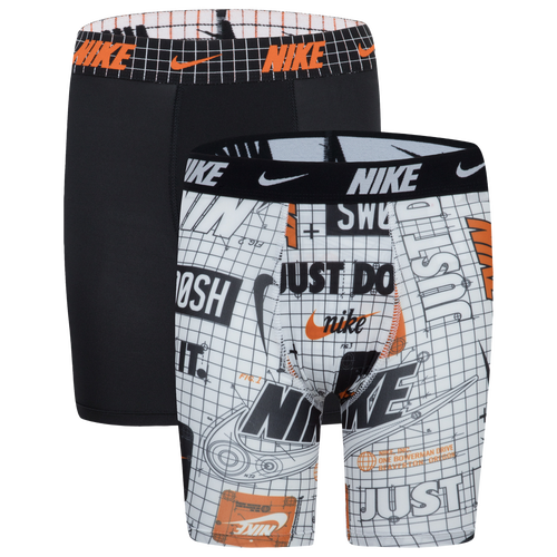 Nike Dri-fit Big Kids' Printed Long Boxer Briefs (2-pack) In Black/white