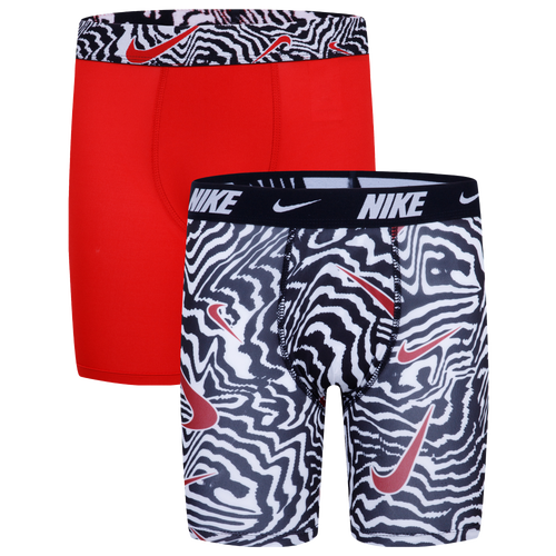 Nike Dri-fit Big Kids' Printed Long Boxer Briefs (2-pack) In Red