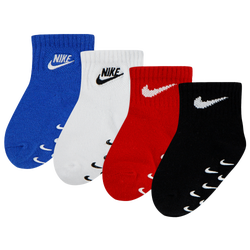 Boys' Infant - Nike 4 Pack Logo Gripper Socks - Red/Game Royal/White