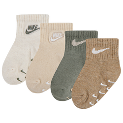 Boys' Infant - Nike 4 Pack Logo Gripper Socks - Pale Ivory/Green