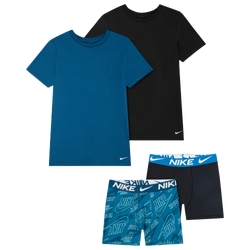 Boys' Grade School - Nike 4 Piece Boxer Brief & Undershirt Set - Black/Blue