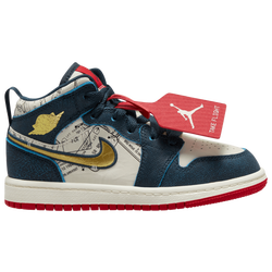 Boys' Preschool - Jordan AJ 1 Mid SE Travel - Armory Navy/Metallic Gold/Pale Ivory