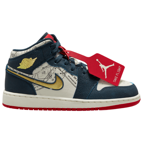 

Jordan Boys Jordan Air Jordan 1 Mid SE Travel - Boys' Grade School Shoes Armory Navy/Metallic Gold/Pale Ivory Size 05.5