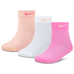 Youth - Nike Pointelle 3 Pack Half Crew Socks - Orange/Orange