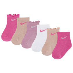 Youth - Nike Textured 6 Pack Quarter Socks - Pink/Pink